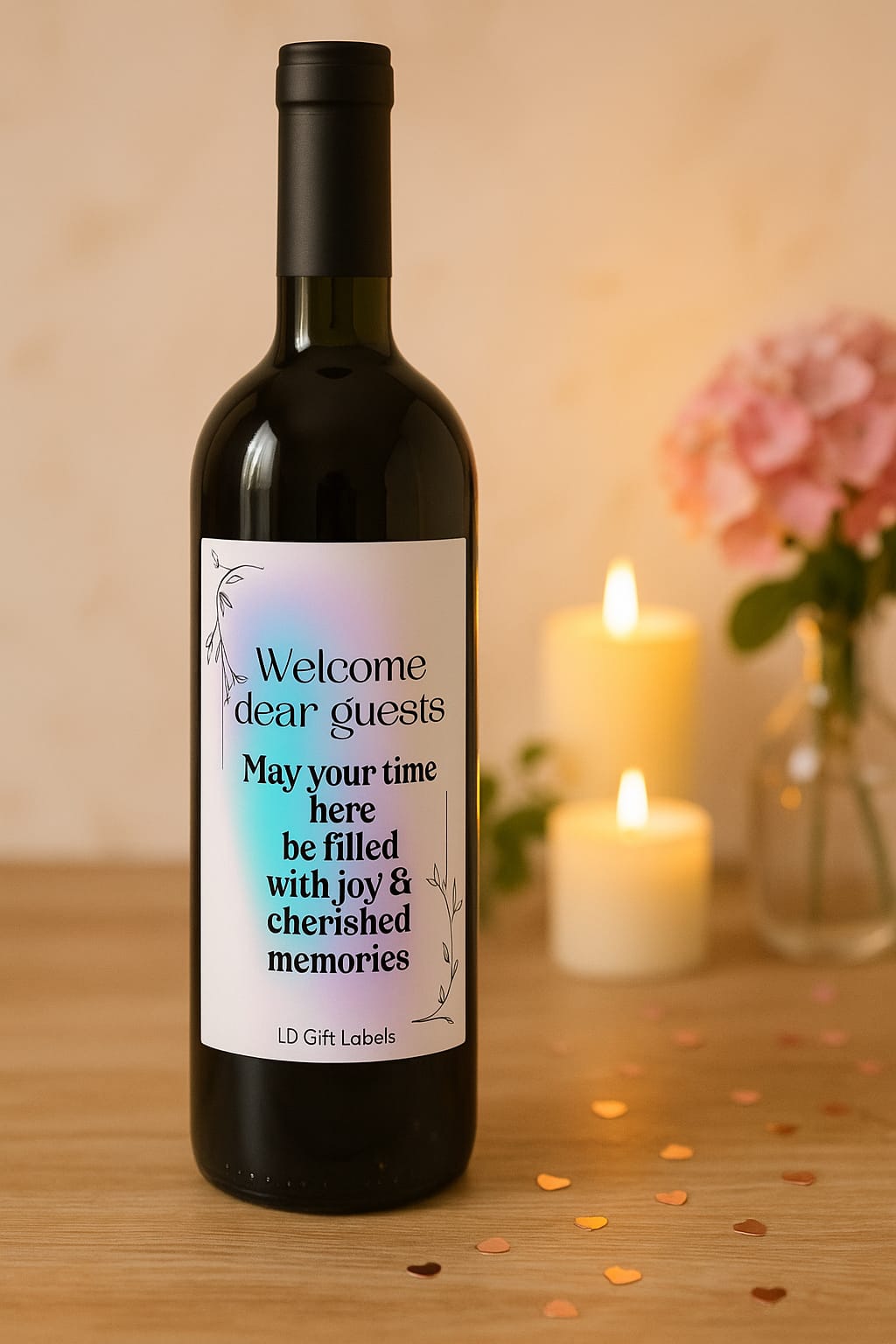 Welcome Dear Guests May your time here be filled with joy - Wijnlabel π·β¨