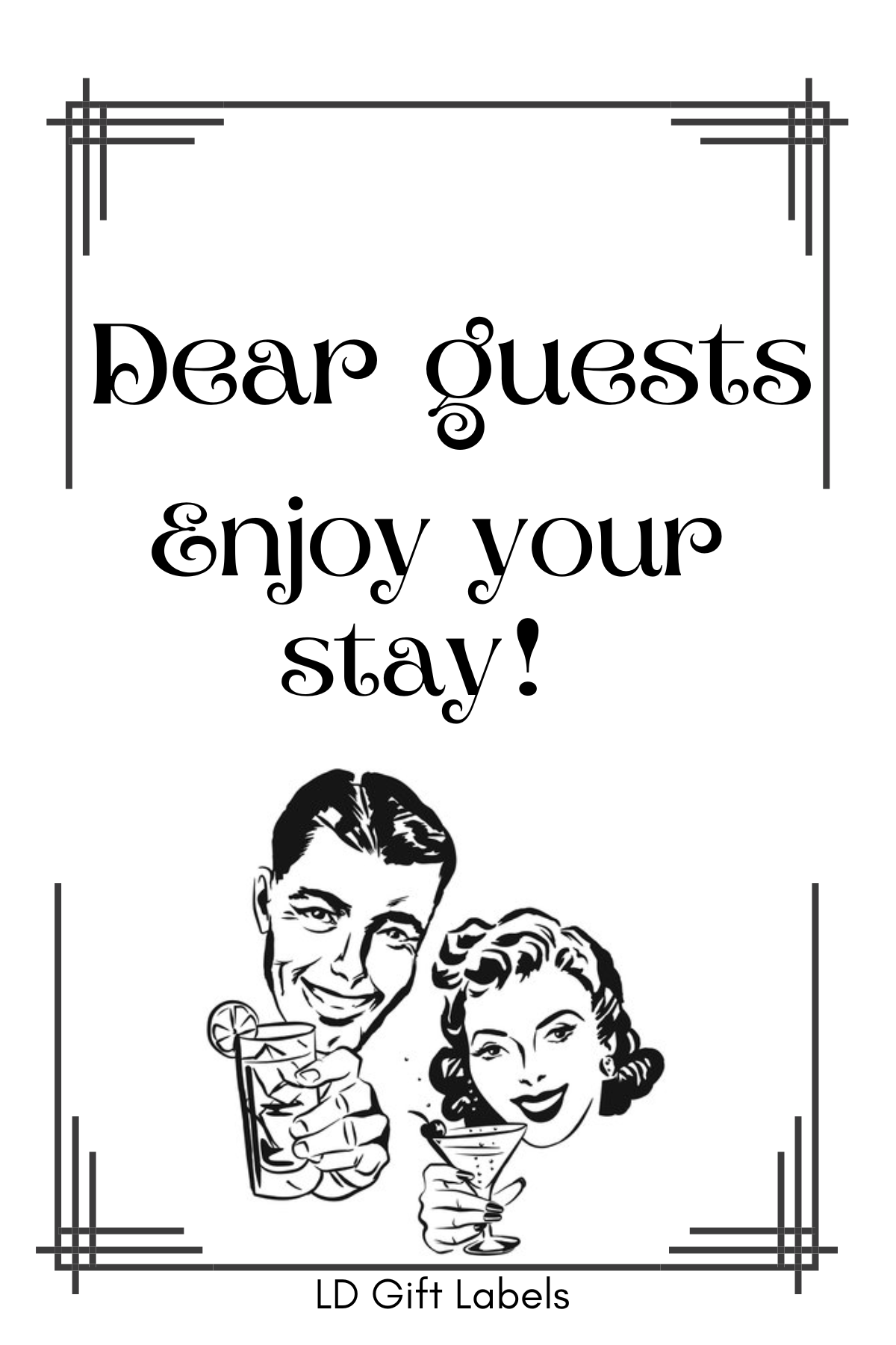 'Dear Guests, Enjoy Your Stay!' Wijnlabel 🌸✨