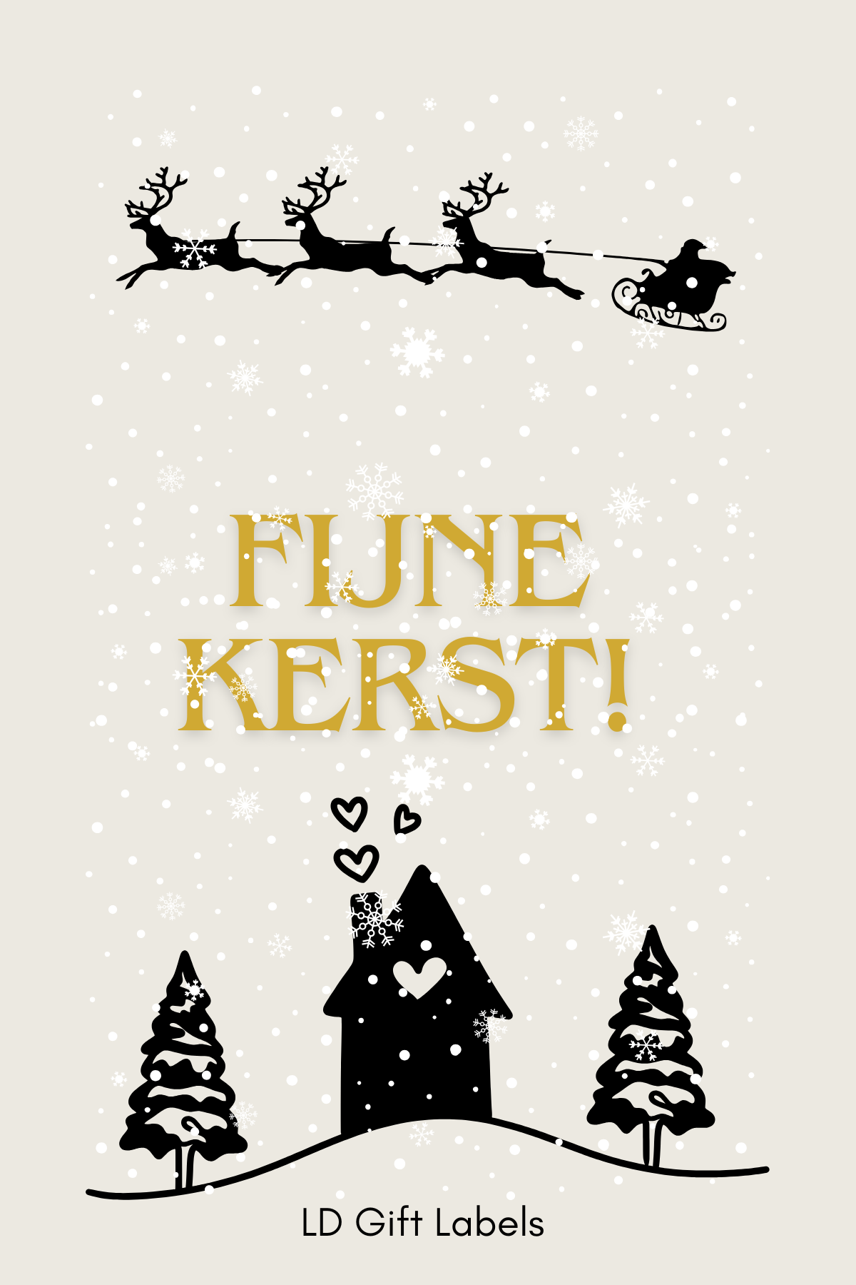 Stijlvolle giftlabel: 'Fijne Kerst!'.ππ