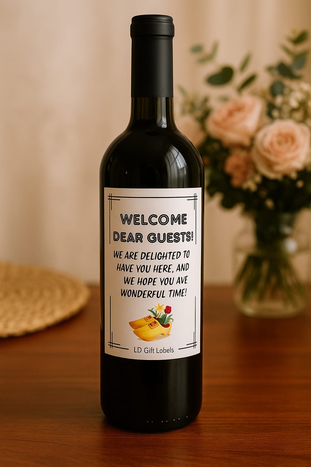Welcome Dear Guests - We Are Delighted To Have You Here - Wijnlabel 🌷🍷
