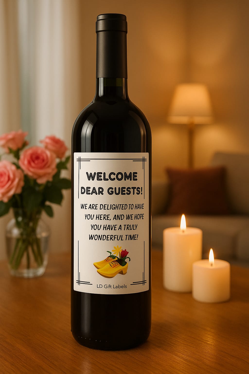 Welcome Dear Guests - We Are Delighted To Have You Here - Wijnlabel 🌷🍷