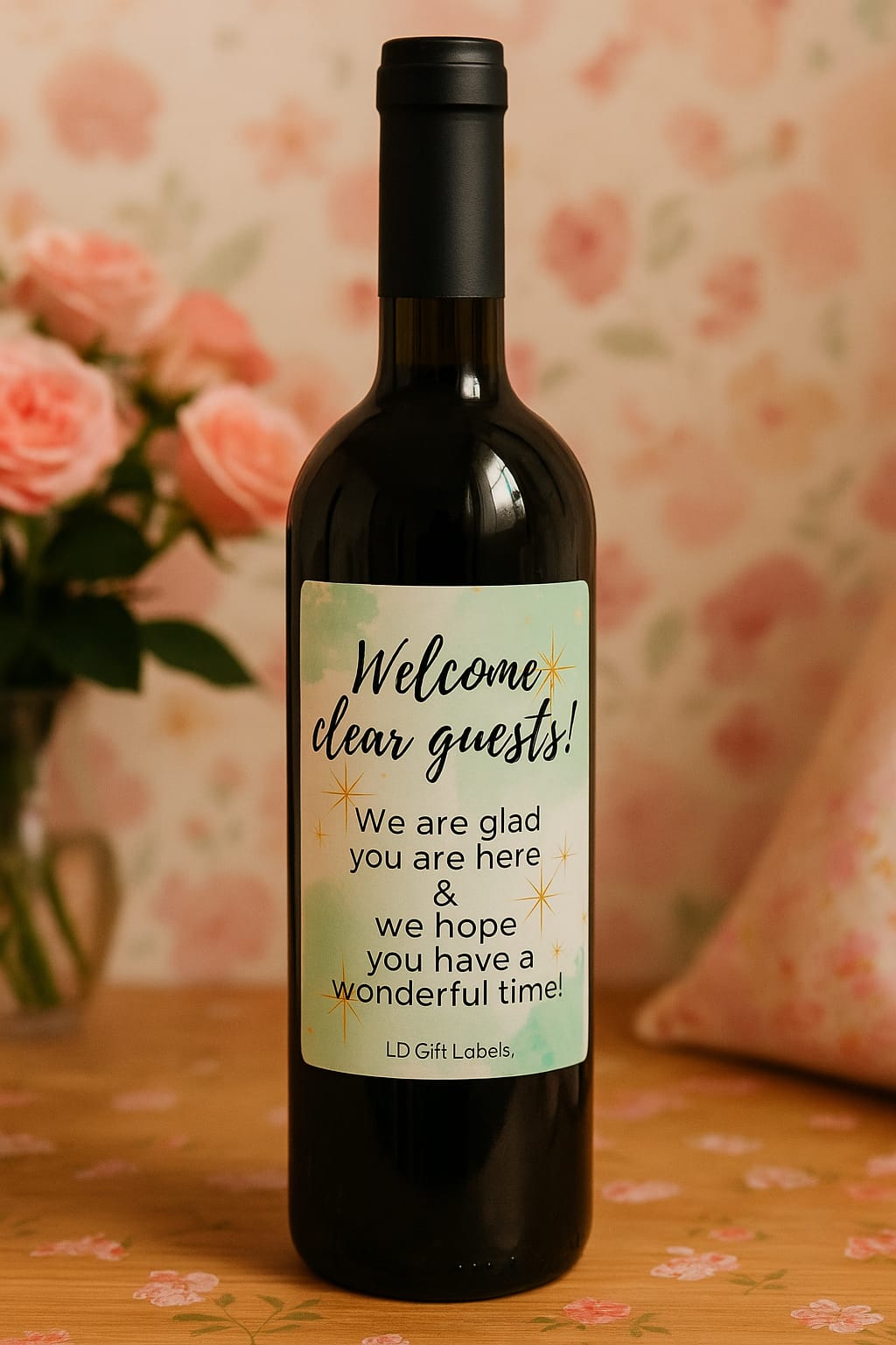 Welcome Dear Guests We Are Glad You Are Here - Wijnlabel 🌟🍷