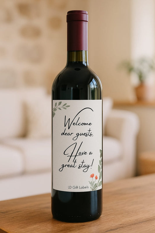 Welcome dear guests. Have a great stay! - Wijnlabel 🌿✨