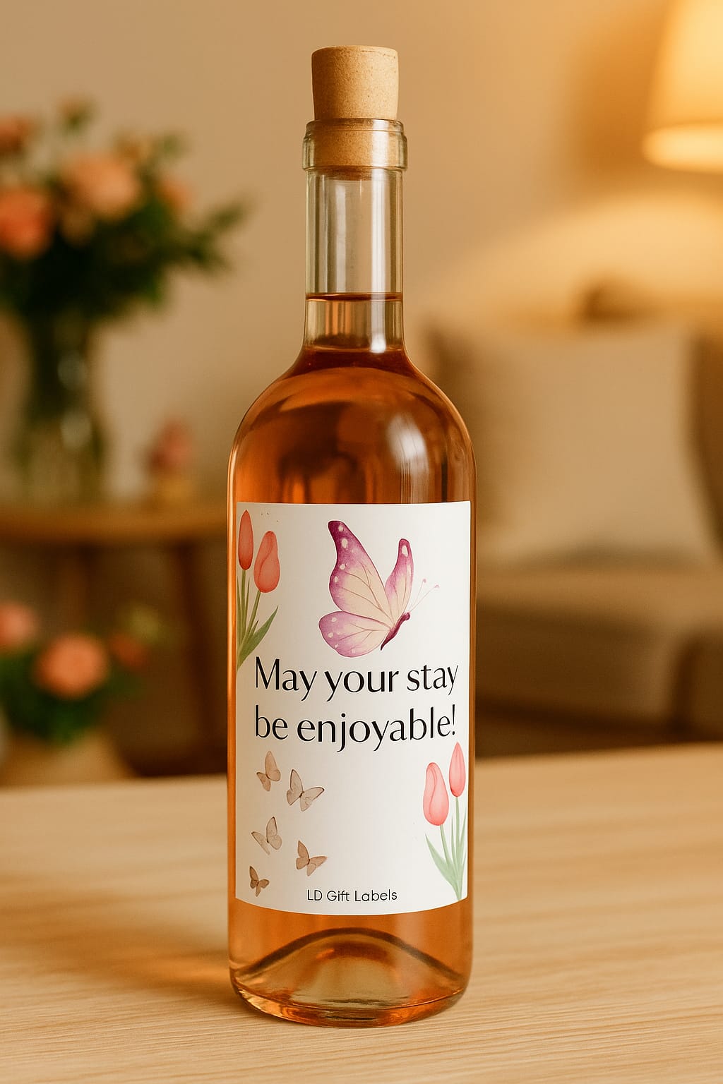 "May Your Stay Be Enjoyable" Wijnlabel 🦋🌷🍷