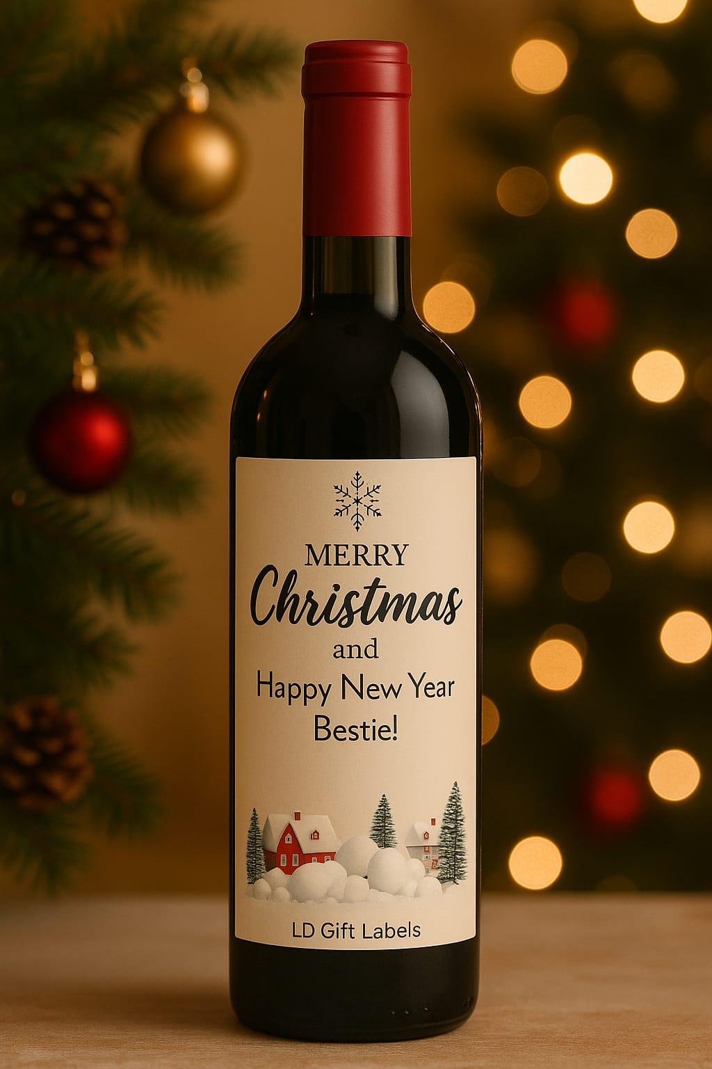 "Merry Christmas and Happy New Year Bestie!" Wijnlabel 💝✨