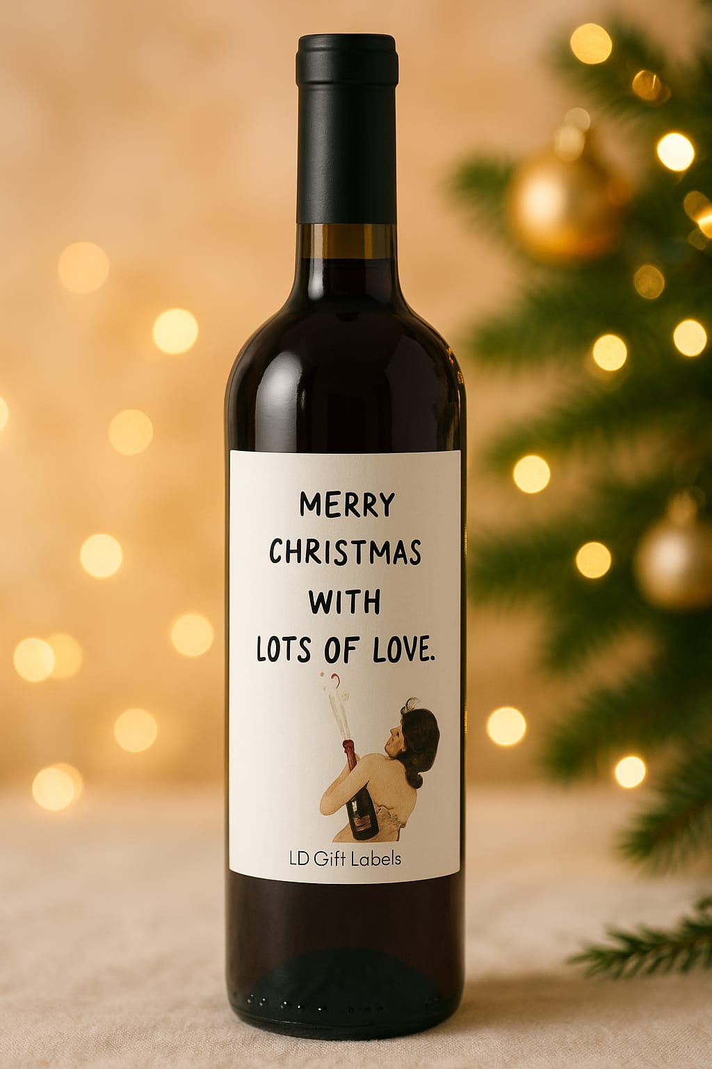 "Merry Christmas with Lots of Love" Wijnlabel 🍷🎄❤️