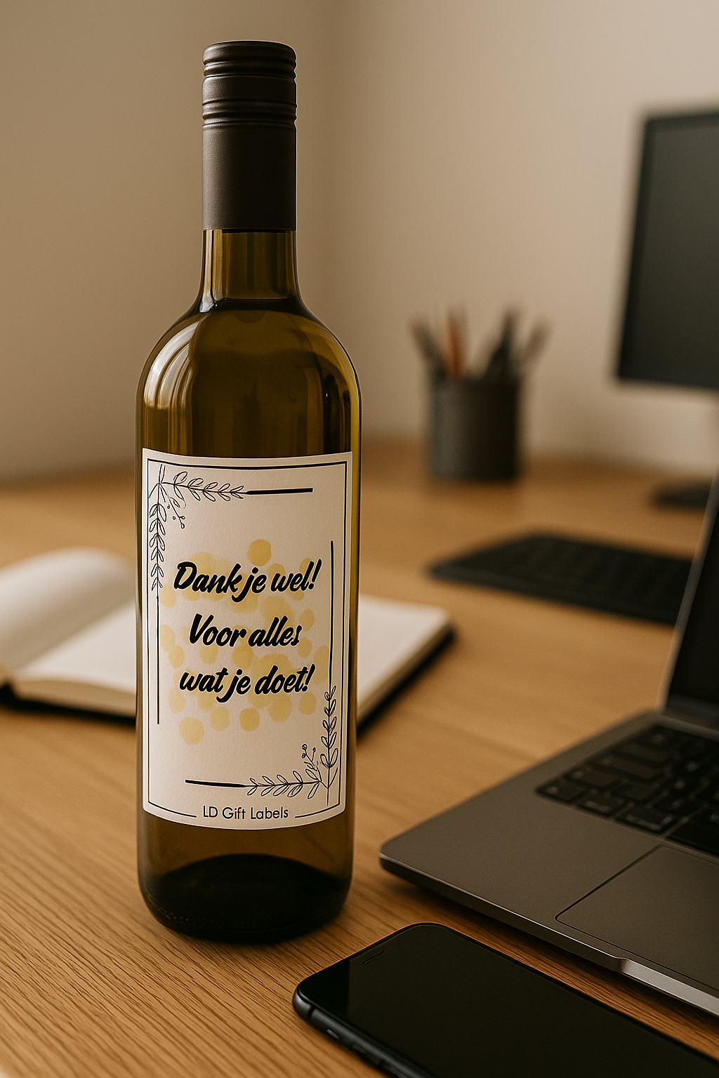 'Dank je wel! Voor alles wat je doet!' Wijnlabel 💛🌟