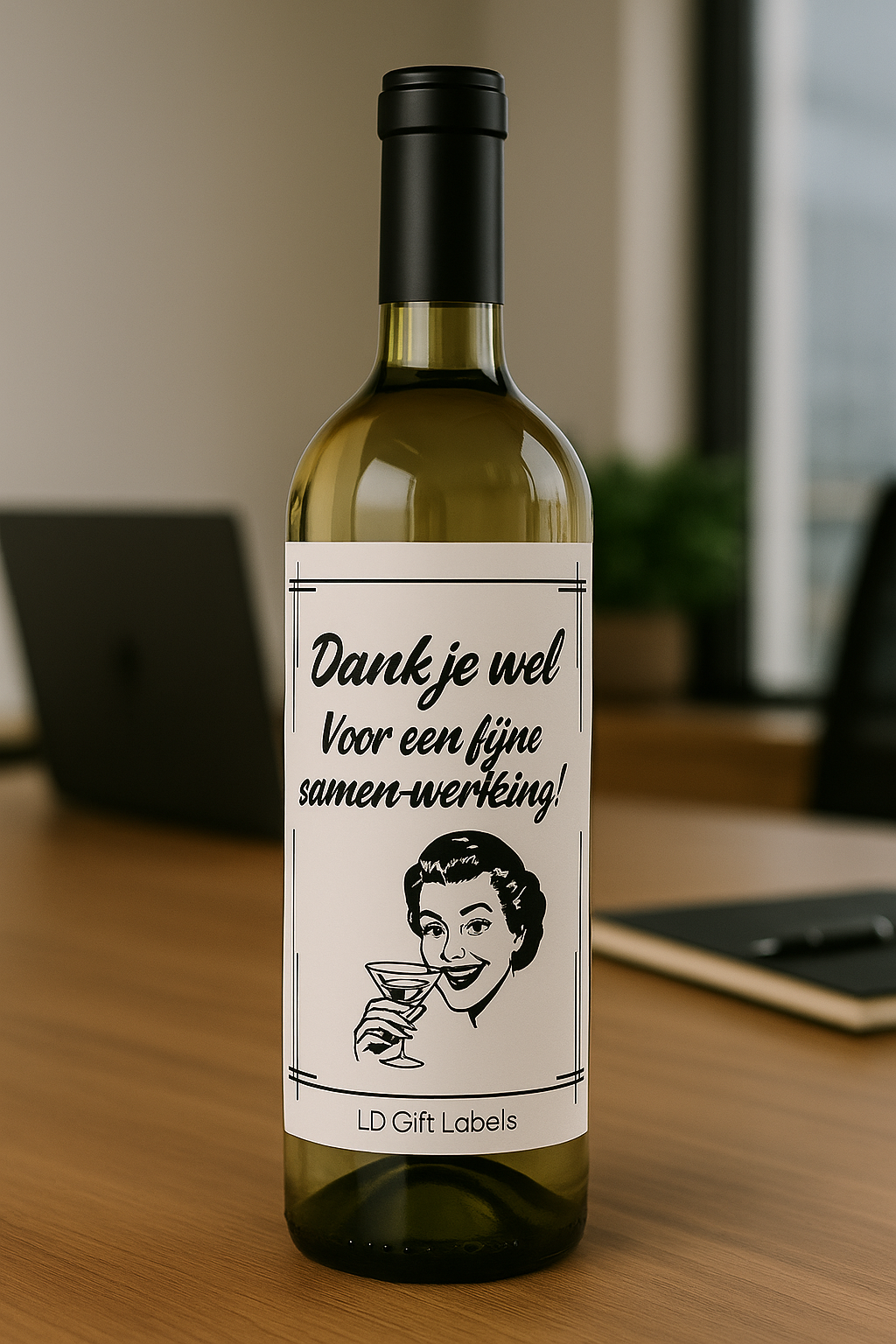 Stijlvolle giftlabel: 'Dank je wel voor een fijne samenwerking!'.🎉✨
