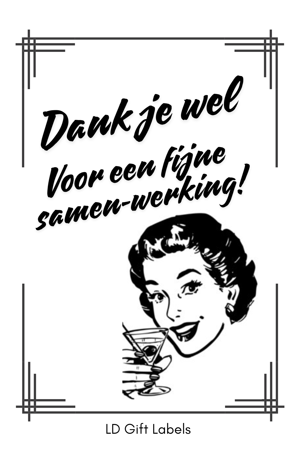 Stijlvolle giftlabel: 'Dank je wel voor een fijne samenwerking!'.🎉✨
