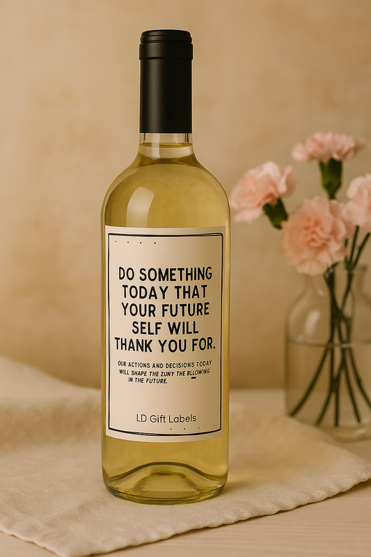 Stijlvolle giftlabel: 'Do something today that your future self will thank you for.' ❤️✨