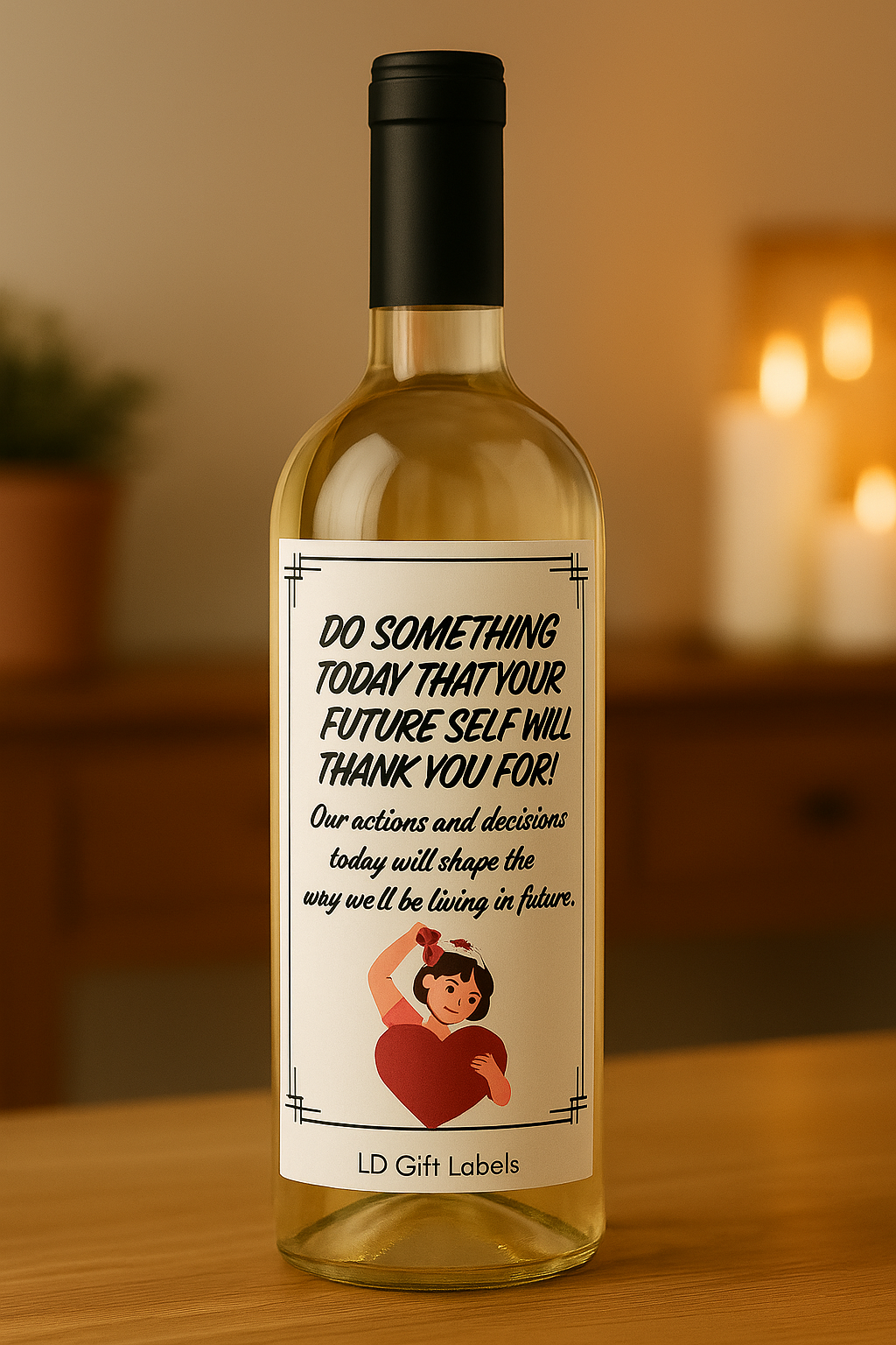 "Do Something Today That Your Future Self Will Thank You For!" Wijnlabel 🌟❤️