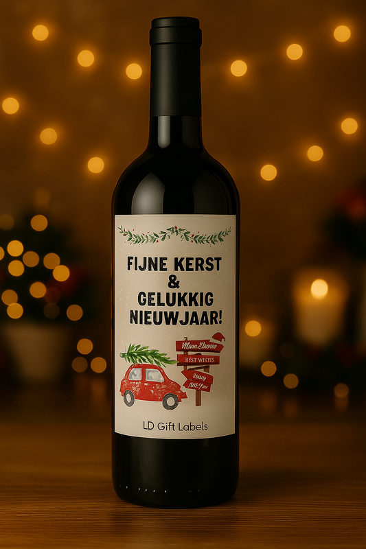 'Fijne Kerst & Gelukkig Nieuwjaar!' Wijnlabel 🎅✨