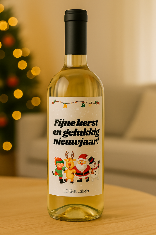'Fijne Kerst en Gelukkig Nieuwjaar!' Wijnlabel 🎅✨