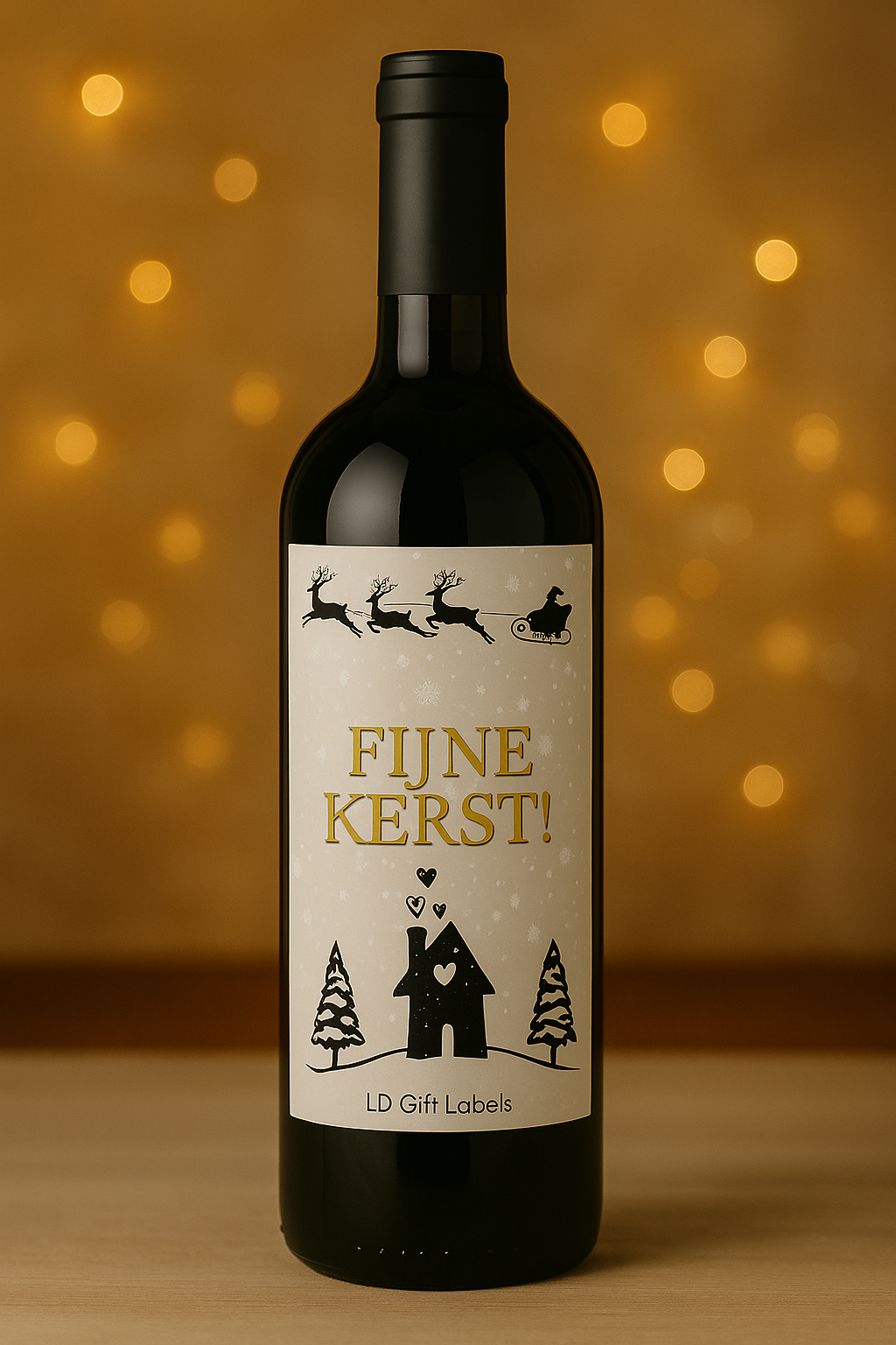 Stijlvolle giftlabel: 'Fijne Kerst!'.🎄🎁