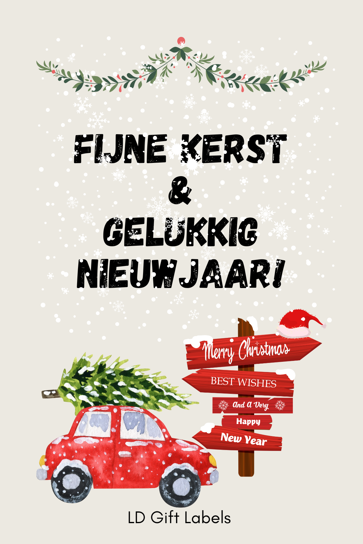 'Fijne Kerst & Gelukkig Nieuwjaar!' Wijnlabel 🎅✨