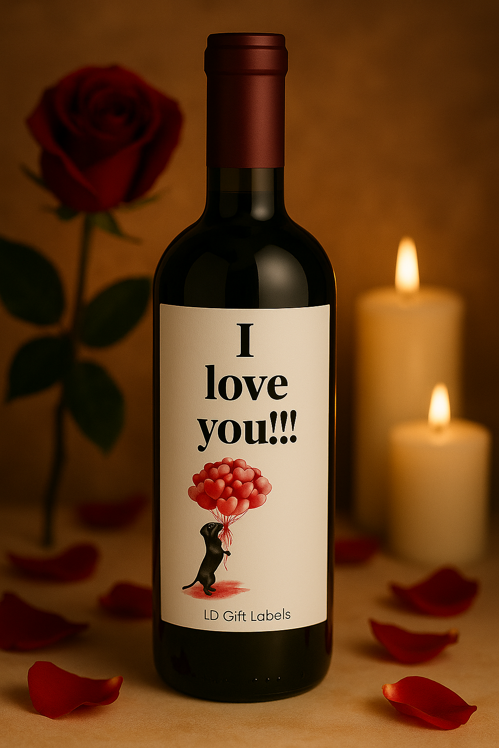 "I Love You" Wijnlabel ❤️🐾