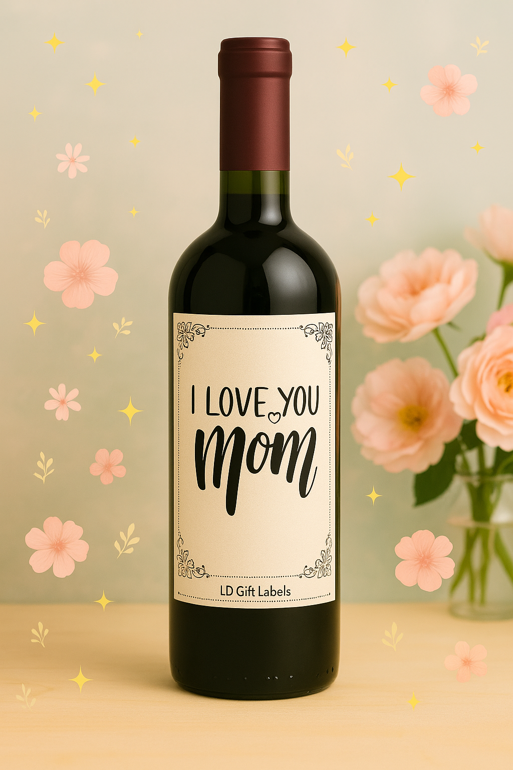 "I Love You Mom" Wijnlabel 💖✨