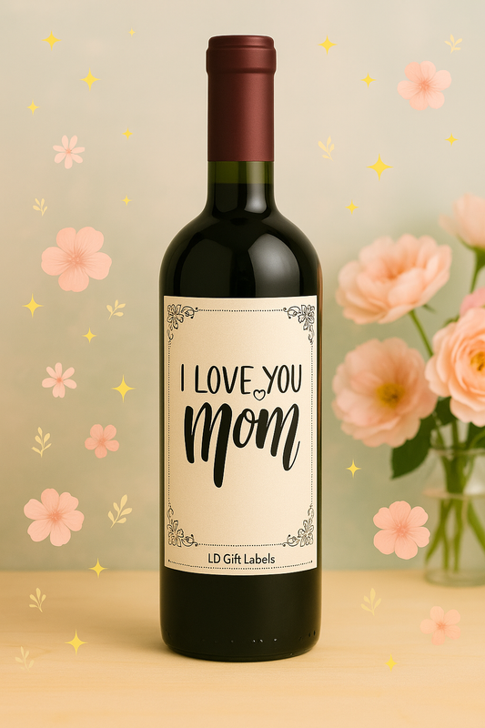 "I Love You Mom" Wijnlabel 💖✨