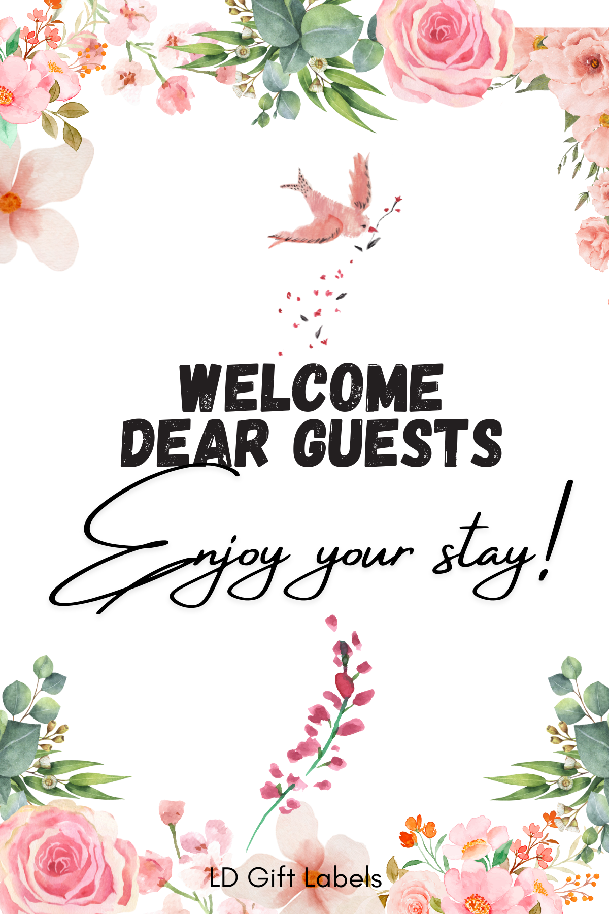Welcome dear guests - Wijnlabel 🌸🕊️